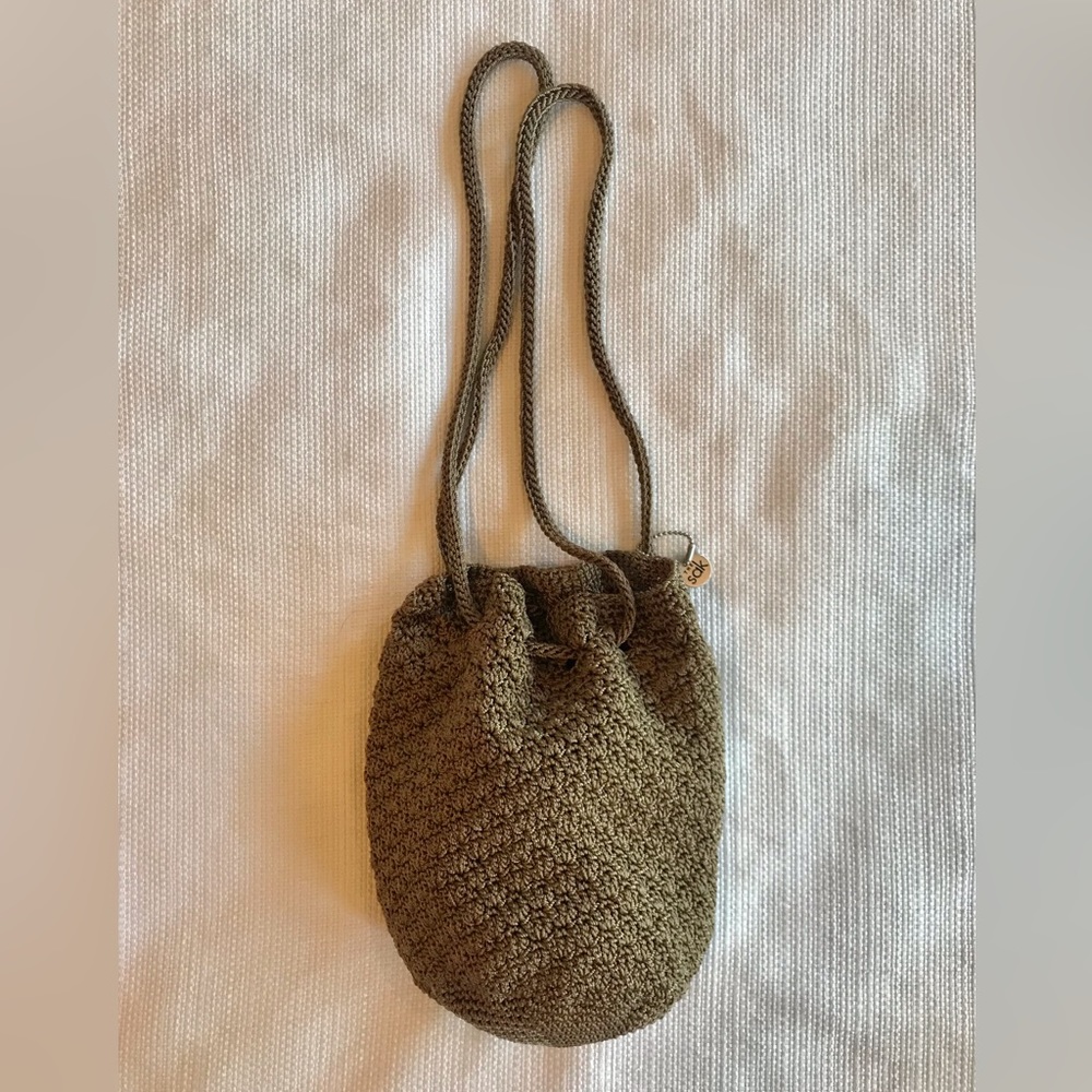 The Sak Tan colored Knit crochet style purse. EUC. Extremely clean! Vintage!